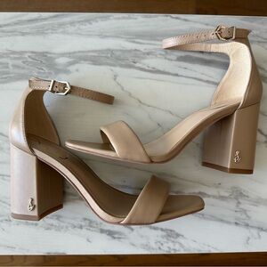 Sam Edelman DANIELLA BLOCK HEEL SANDAL Size 6 Soft Beige Leather